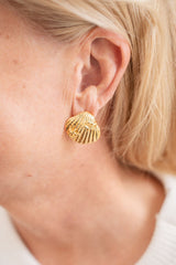 Cora Shell & Coral - Gold Stud - 18k Gold Plated - Lisi Lerch