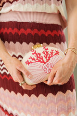 Coral and Shell Clutch - Embroidered - Lisi Lerch