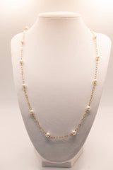 Dainty Single Strand - Metal and Faux Pearl Beaded Necklace - Sample Sale- FINAL SALE - Lisi Lerch