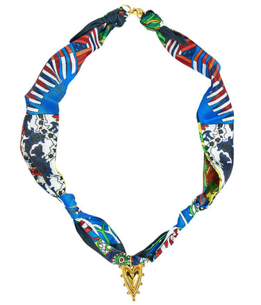 Darby Blue Heart Scarf Necklace - Lisi Lerch