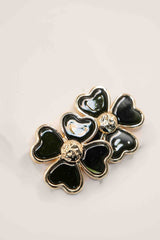 Dark Green Heart-Petal Flower Stud-Sample Sale- Final Sale - Lisi Lerch