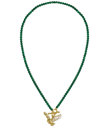 Eagles Green Malachite Beaded Necklace - 18k Gold Plated - Lisi Lerch