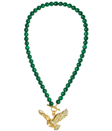 Eagles Green Malachite Beaded Necklace - 18k Gold Plated - Lisi Lerch