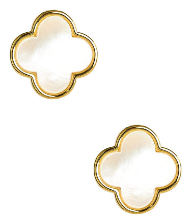 Elle - Clover Mother of Pearl Stud Earring - 18k Gold Plated - Darby Clark Collection - Lisi Lerch