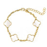 Elle - Mother of pearl Clover Adjustable Bracelet 18k Gold Plated - Darby Clark Collection - Lisi Lerch