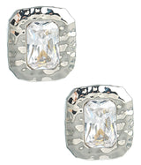 Emilia - Large Rectangle Textured Bezel Earring - 18k Gold Plated - Darby Clark Collection - Lisi Lerch