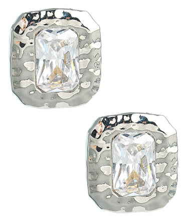 Emilia - Large Rectangle Textured Bezel Earring - 18k Gold Plated - Darby Clark Collection - Lisi Lerch