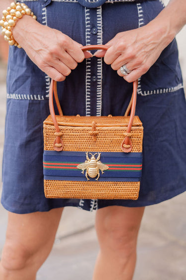 Emory - Navy Newport Layer with Gold Bee Charm