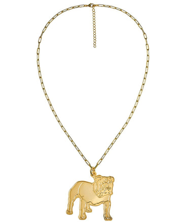 Extra Large Flat Bulldog Charm Necklace - 18k Gold Plated - Lisi Lerch