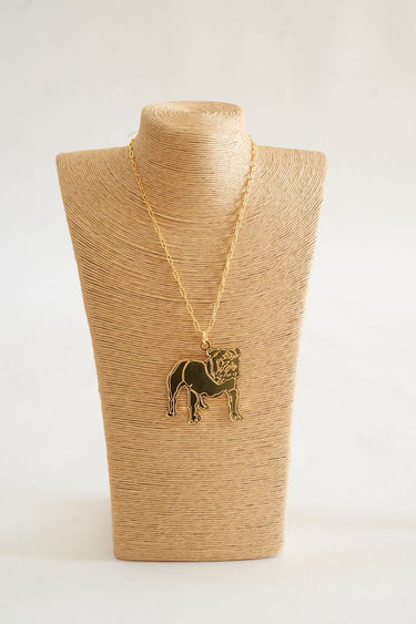 Extra Large Flat Bulldog Charm Necklace - 18k Gold Plated - Lisi Lerch