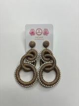 Extra Large Gold Raffia and Pearl Statement earrings - Sample Sale Final Sale - Lisi Lerch