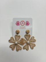 Fabric Flower Earring - Taupe - Sample Sale Final Sale - Lisi Lerch