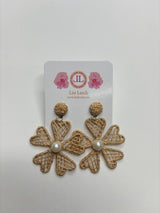 Fabric Flower Earring - Taupe - Sample Sale Final Sale - Lisi Lerch