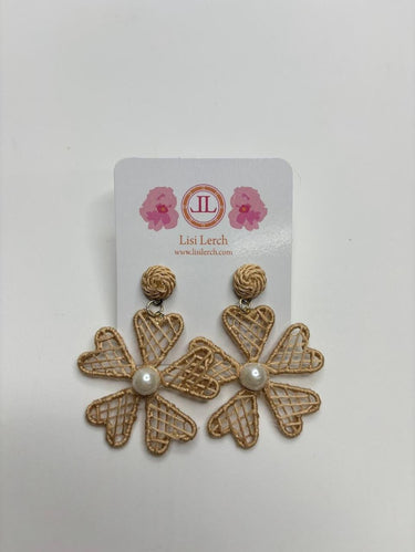 Fabric Flower Earring - Taupe - Sample Sale Final Sale - Lisi Lerch