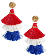 Fabric Tassel Earrings - RED WHITE & BLUE - Lisi Lerch