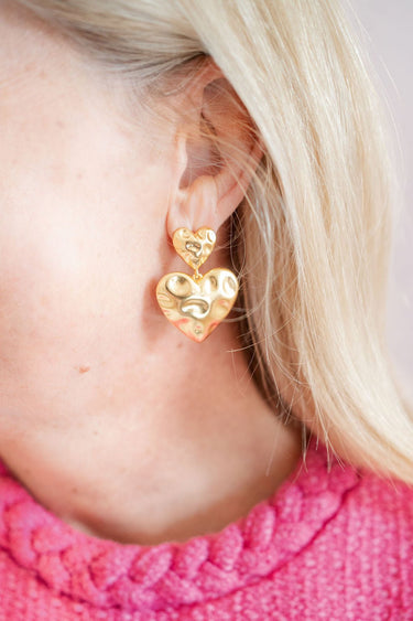 Fallen - Hammered Gold Heart Earring - 18k Gold Plated - Lisi Lerch