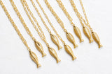 Fish - Beach Town - Small Paper Clip Chain Necklace - 18k Gold Plated 18 Inches - Lisi Lerch