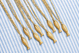 Fish - Beach Town - Small Paper Clip Chain Necklace - 18k Gold Plated 18 Inches - Lisi Lerch