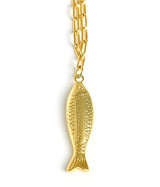 Fish - Beach Town - Small Paper Clip Chain Necklace - 18k Gold Plated 18 Inches - Lisi Lerch