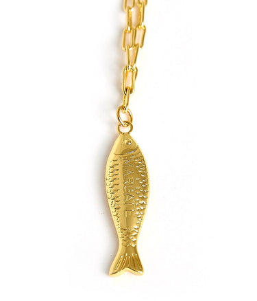 Fish - Beach Town - Small Paper Clip Chain Necklace - 18k Gold Plated 18 Inches - Lisi Lerch