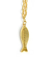 Fish - Beach Town - Small Paper Clip Chain Necklace - 18k Gold Plated 18 Inches - Lisi Lerch