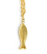 Fish - Beach Town - Small Paper Clip Chain Necklace - 18k Gold Plated 18 Inches - Lisi Lerch