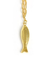 Fish - Beach Town - Small Paper Clip Chain Necklace - 18k Gold Plated 18 Inches - Lisi Lerch