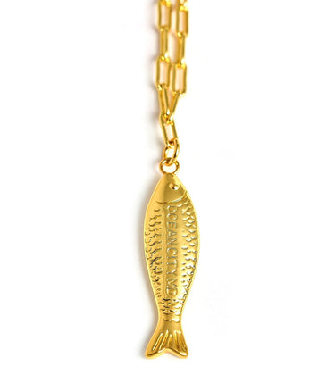 Fish Beach Town Small Paper Clip Chain Necklace - Lisi Lerch