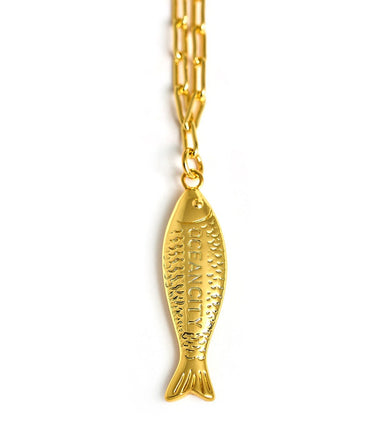 Fish Beach Town Small Paper Clip Chain Necklace - Lisi Lerch