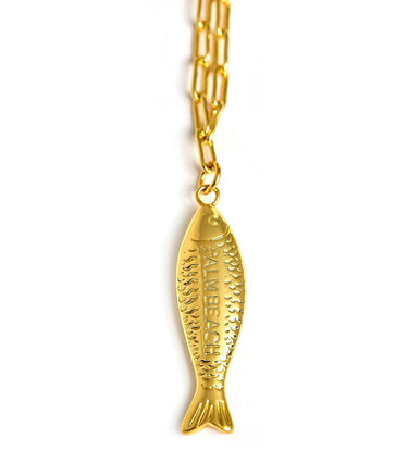 Fish Beach Town Small Paper Clip Chain Necklace - Lisi Lerch