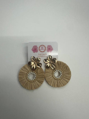 Flower Top with Natural Circle and Pearl Earring - Sample Sale Final Sale - Lisi Lerch