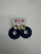 Flower Top with Navy Circle and Pearl Earring - Sample Sale Final Sale - Lisi Lerch