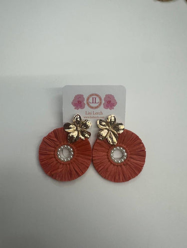 Flower Top with Orange Circle and Pearl Earring - Sample Sale Final Sale - Lisi Lerch