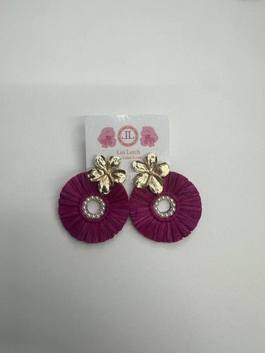 Flower Top with Purple Circle and Pearl Earring - Sample Sale Final Sale - Lisi Lerch