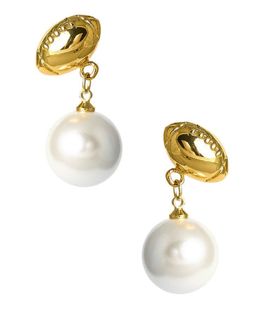 Football - Pearl Drop Stud Earring - 18k Gold Plated - Lisi Lerch