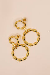 Gold Bamboo Circle Earrings-Sample Sale- Final Sale - Lisi Lerch