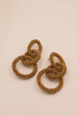 Gold Beaded 3 Circle Statement Earrings-Sample Sale- Final Sale - Lisi Lerch