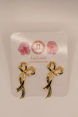 Gold Bow with Tails Statement Earrings-Sample Sale- Final Sale - Lisi Lerch