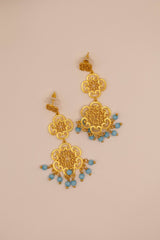 Gold Filigree Chandelier with Turquoise Earrings-Sample Sale- Final Sale - Lisi Lerch