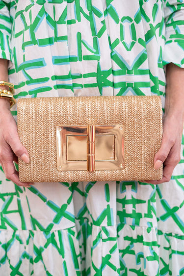 Gold Lillian Straw Clutch - Lisi Lerch