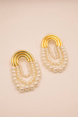 Gold & Pearl Draped Statement Earrings -Sample Sale- Final Sale - Lisi Lerch