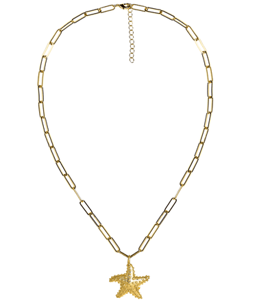 Gold Puffy Starfish Charm Necklace - 18k Gold Plated - Lisi Lerch