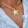 Gold Puffy Starfish Charm Necklace - 18k Gold Plated - Lisi Lerch