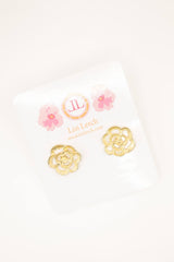 Gold Rosette Stud Earrings -Sample Sale- Final Sale - Lisi Lerch