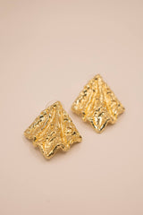 Gold Sculpted Leaf Stud Earrings -Sample Sale- Final Sale - Lisi Lerch