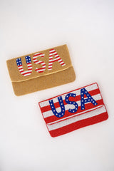 Gold USA Beaded Clutch - Lisi Lerch
