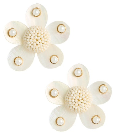 Greer - Mother Of Pearl Stud Flower Earrings - Lisi Lerch