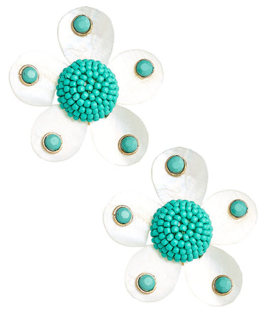 Greer - Mother Of Pearl Stud Flower Earrings - Lisi Lerch