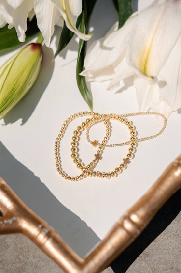 Hadley Cross - 18k Gold Plated Beaded Bracelets - Lisi Lerch
