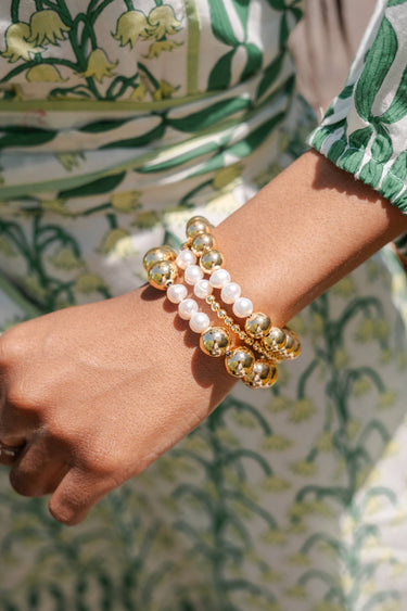 Hadley Triple Pearl - 18k Gold Plated Beaded Bracelets - Lisi Lerch
